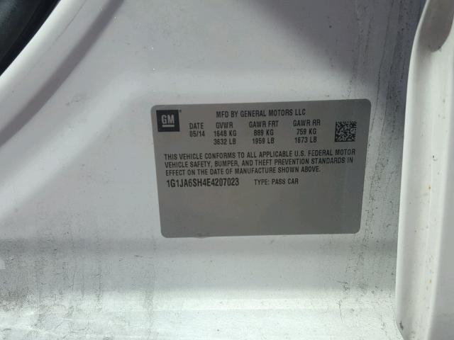 1G1JA6SH4E4207023 - 2014 CHEVROLET SONIC LS WHITE photo 10