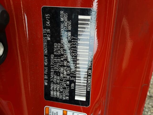 JF1ZNAA11F8713317 - 2015 TOYOTA SCION FR-S წითელი ფოტო 10