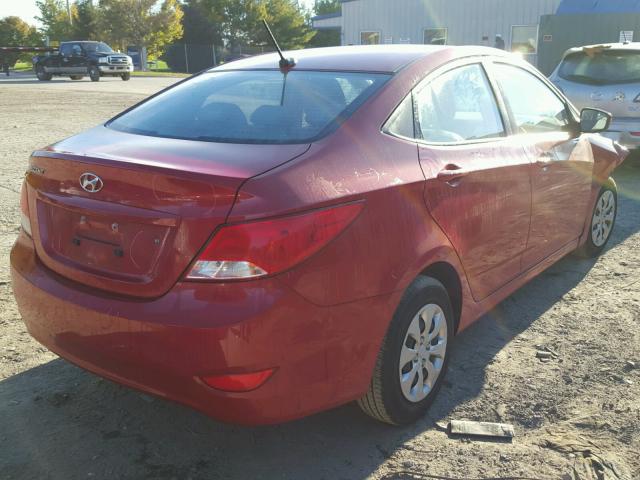 KMHCT4AEXGU160374 - 2016 HYUNDAI ACCENT SE RED photo 4