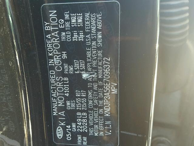 KNDJP3A56E7096372 - 2014 KIA SOUL + BLACK photo 10
