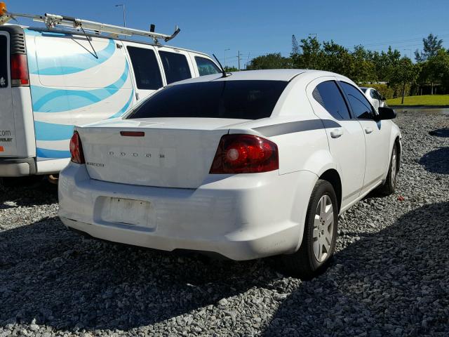 1C3CDZAB9CN232890 - 2012 DODGE AVENGER SE WHITE photo 4