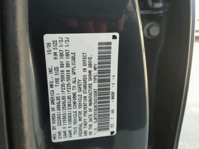 5J8TB18287A010087 - 2007 ACURA RDX GRAY photo 10