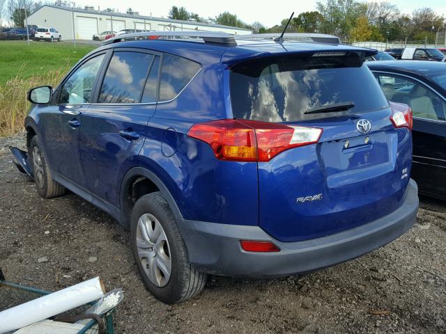 2T3BFREV7EW215443 - 2014 TOYOTA RAV4 LE BLUE photo 3