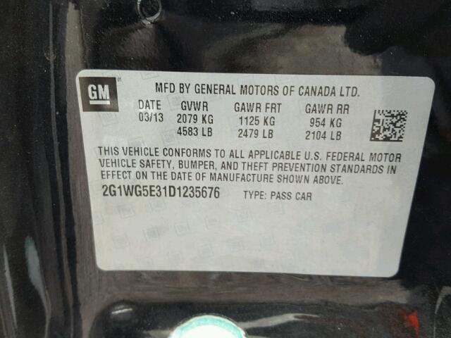 2G1WG5E31D1235676 - 2013 CHEVROLET IMPALA LT Սև լուսանկար 10