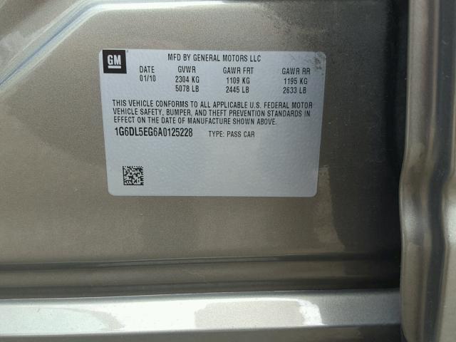 1G6DL5EG6A0125228 - 2010 CADILLAC CTS PERFOR GOLD photo 10