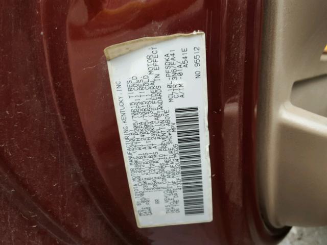 4T3ZF19C32U475326 - 2002 TOYOTA SIENNA CE MAROON photo 10