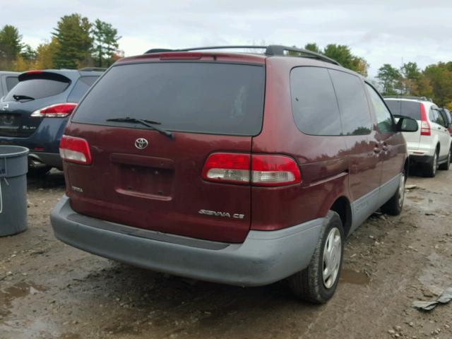 4T3ZF19C32U475326 - 2002 TOYOTA SIENNA CE MAROON photo 4