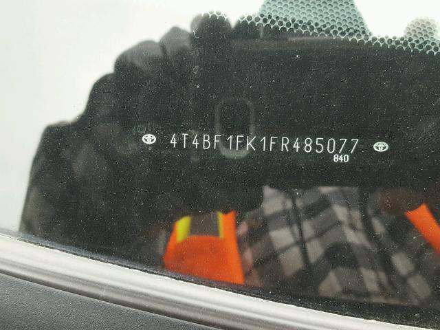 4T4BF1FK1FR485077 - 2015 TOYOTA CAMRY LE შავი ფოტო 10