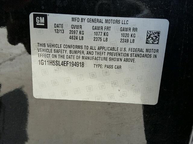 1G11H5SL4EF194918 - 2014 CHEVROLET MALIBU LTZ 黑色 照片 10