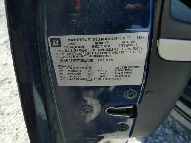 3GNDA13D87S620088 - 2007 CHEVROLET HHR LS Azul foto 10