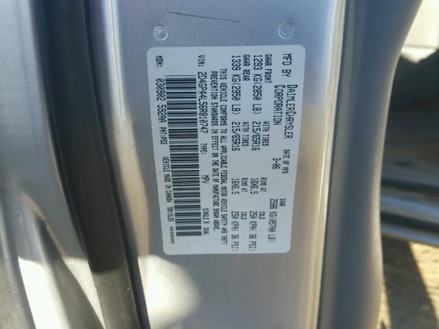 2D4GP44L56R810747 - 2006 DODGE GRAND CARA SILVER photo 10