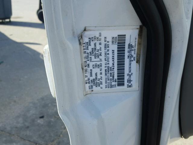 1FMRU1761WLA33152 - 1998 FORD EXPEDITION WHITE photo 10