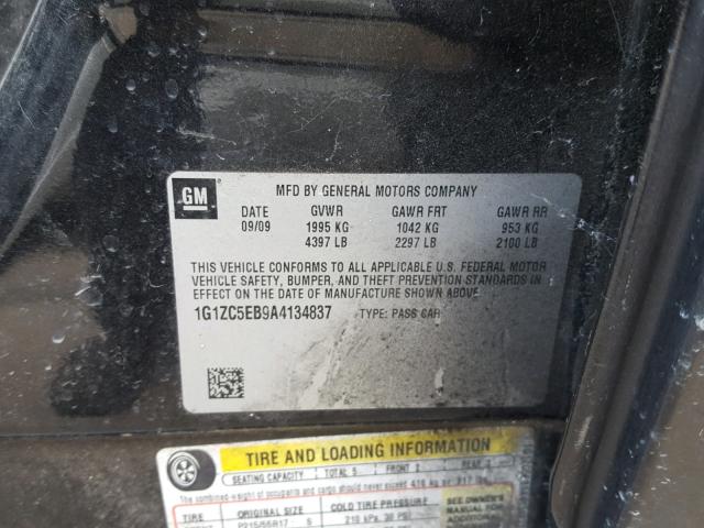 1G1ZC5EB9A4134837 - 2010 CHEVROLET MALIBU 1LT შავი ფოტო 10