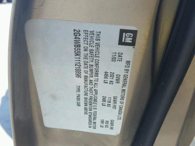 2G4WB55K111218896 - 2001 BUICK REGAL LS 金色 照片 10