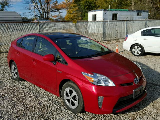 JTDKN3DU1C1592838 - 2012 TOYOTA PRIUS RED photo 1