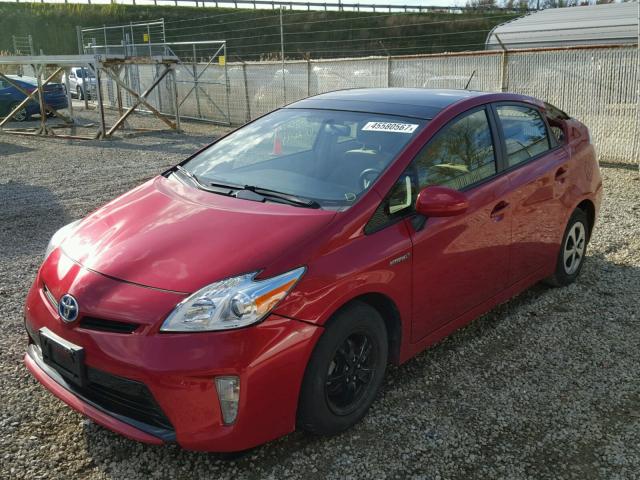 JTDKN3DU1C1592838 - 2012 TOYOTA PRIUS RED photo 2