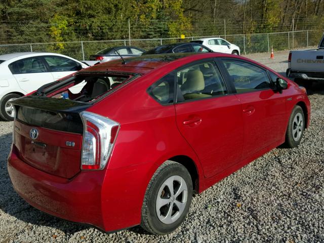 JTDKN3DU1C1592838 - 2012 TOYOTA PRIUS RED photo 4