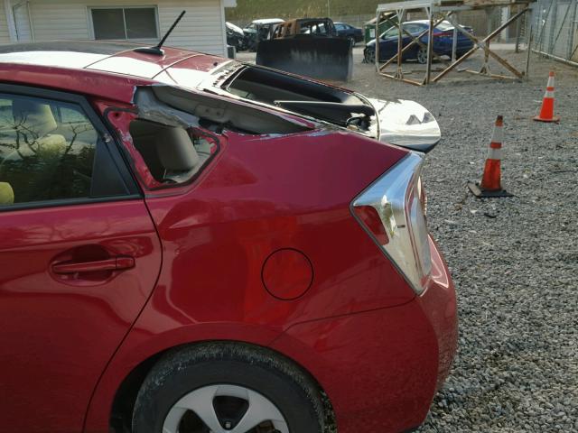 JTDKN3DU1C1592838 - 2012 TOYOTA PRIUS RED photo 9