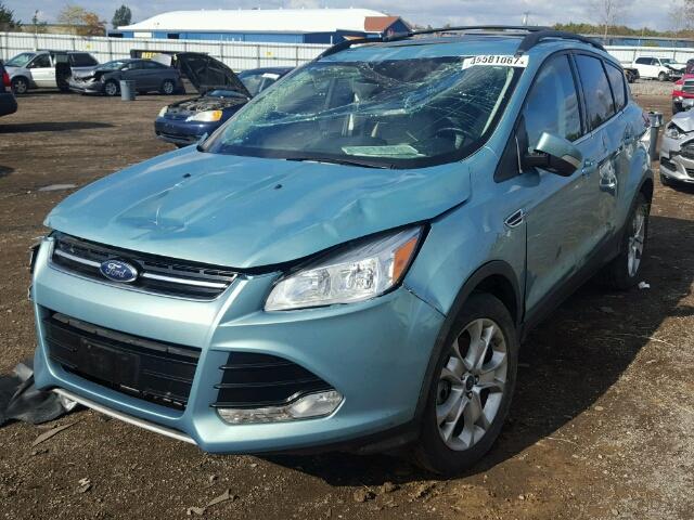 1FMCU0H91DUD67519 - 2013 FORD ESCAPE SEL TURQUOISE photo 2