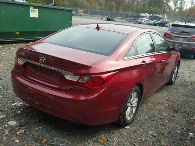 5NPEB4ACXCH380665 - 2012 HYUNDAI SONATA GLS RED photo 4