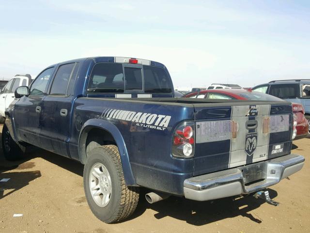 1D7HG48N44S576969 - 2004 DODGE DAKOTA QUA BLUE photo 3