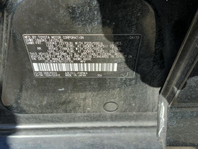 JTLZE4FE7B1121726 - 2011 TOYOTA SCION XB Negro foto 10