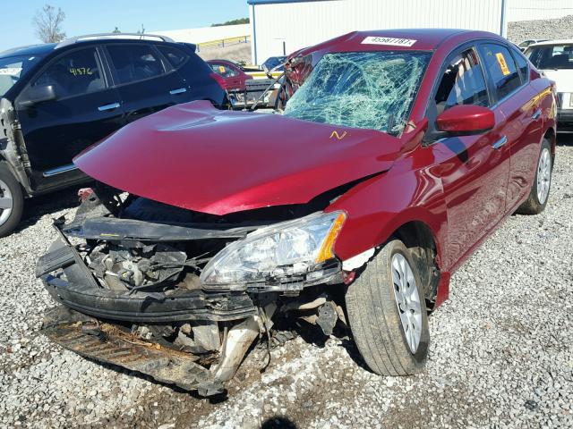 3N1AB7AP9FL684029 - 2015 NISSAN SENTRA S RED photo 2