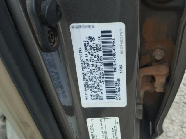 4T1BE32K13U705330 - 2003 TOYOTA CAMRY LE GRAY photo 10