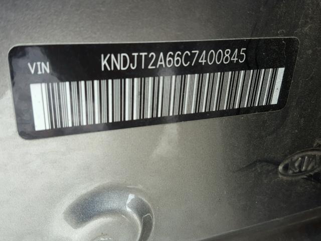 KNDJT2A66C7400845 - 2012 KIA SOUL SILVER photo 10