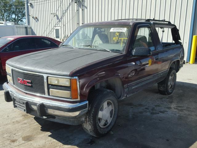 1GKEK18K1NJ727178 - 1992 GMC YUKON BURGUNDY photo 2