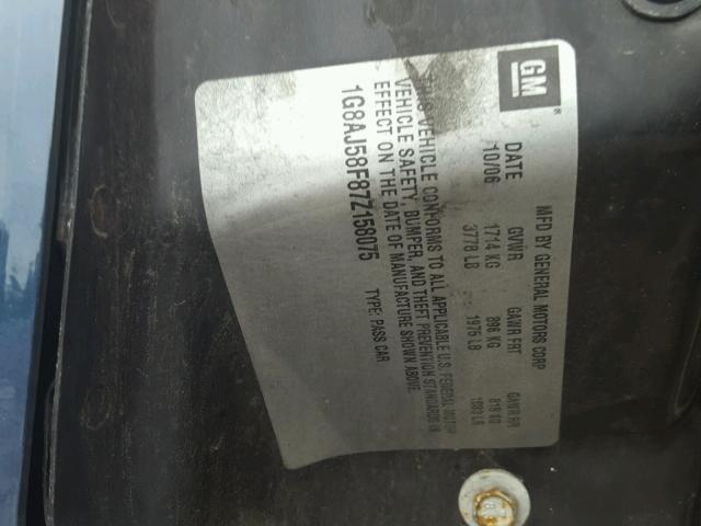 1G8AJ58F87Z158075 - 2007 SATURN ION LEVEL BLUE photo 10