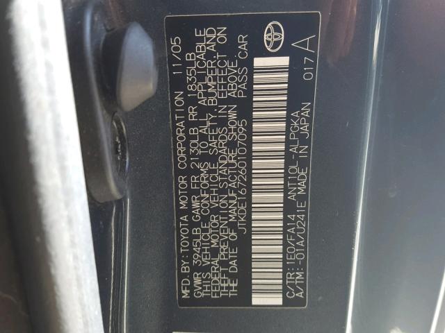 JTKDE167260107095 - 2006 TOYOTA SCION TC 灰色 照片 10