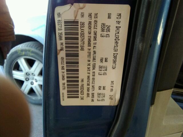 2B3LK43G57H771648 - 2007 DODGE CHARGER SE BLUE photo 10