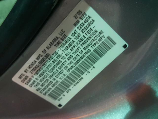 5FNRL38835B067663 - 2005 HONDA ODYSSEY TO SILVER photo 10