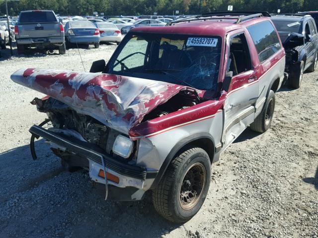 1GNCS18ZXM8221152 - 1991 CHEVROLET BLAZER S10 RED photo 2