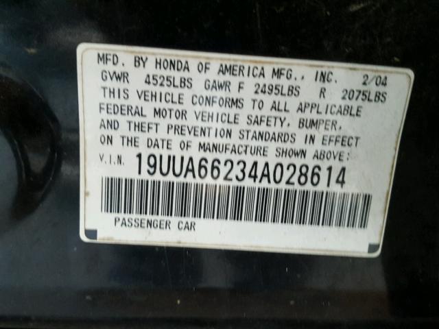 19UUA66234A028614 - 2004 ACURA TL WHITE photo 10