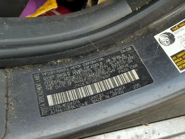 JTKDE167390278197 - 2009 TOYOTA SCION TC 石墨色 照片 10