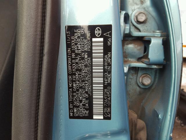 JTDKDTB37D1057284 - 2013 TOYOTA PRIUS C BLUE photo 10