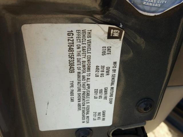 1G1ZT64815F338439 - 2005 CHEVROLET MALIBU MAX ნაცრისფერი ფოტო 10