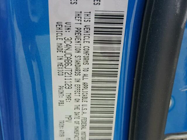 3C4NJCAB6JT211129 - 2018 JEEP COMPASS SP 蓝色 照片 10