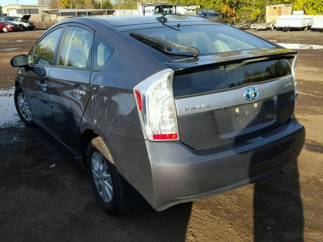 JTDKN3DP5C3011680 - 2012 TOYOTA PRIUS PLUG CHARCOAL photo 3