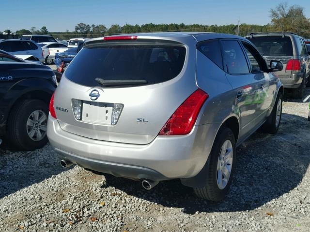 JN8AZ08T64W215852 - 2004 NISSAN MURANO SILVER photo 4