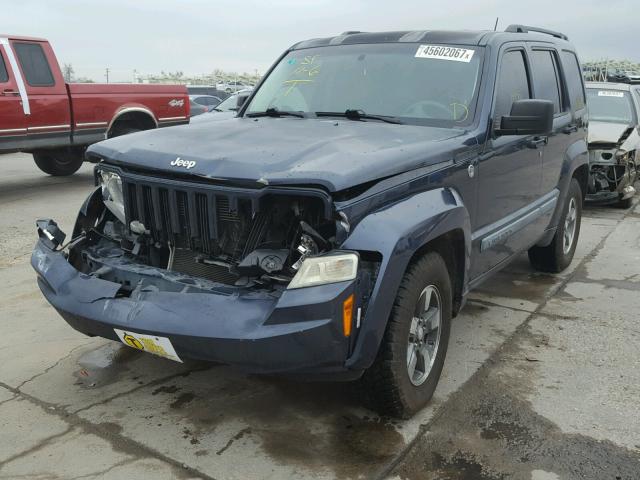 1J8GN28K78W180600 - 2008 JEEP LIBERTY SP BLUE photo 2