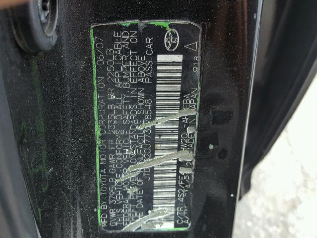 JTDKB20U773278548 - 2007 TOYOTA PRIUS 黑色 照片 10