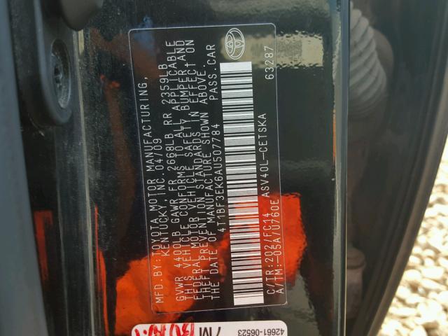 4T1BF3EK6AU507784 - 2010 TOYOTA CAMRY BASE შავი ფოტო 10