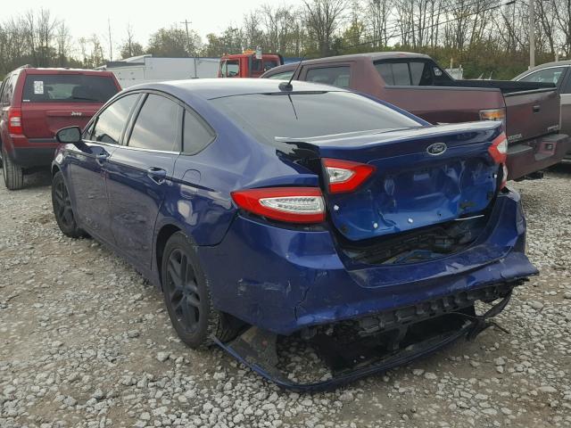 3FA6P0H7XDR119497 - 2013 FORD FUSION SE BLUE photo 3