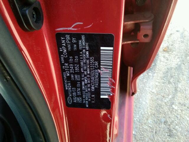 KMHCU5AE6DU131565 - 2013 HYUNDAI ACCENT GLS RED photo 10