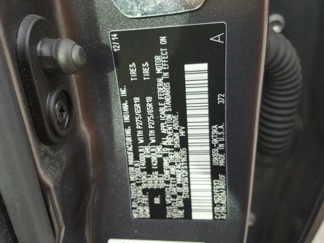 5TDBY5G12FS116285 - 2015 TOYOTA SEQUOIA SR CHARCOAL photo 10