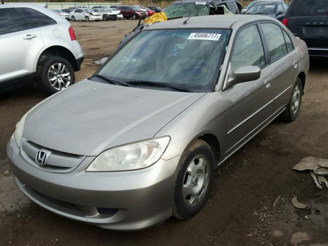 JHMES96695S013596 - 2005 HONDA CIVIC HYBR TAN photo 2