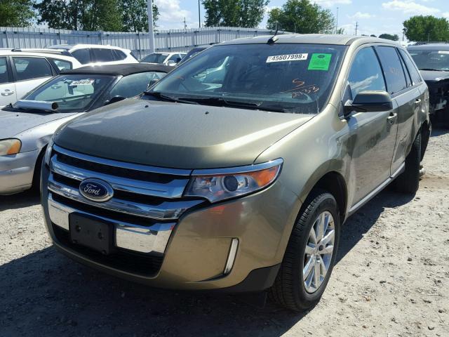 2FMDK3JC1DBB52133 - 2013 FORD EDGE SEL GREEN photo 2